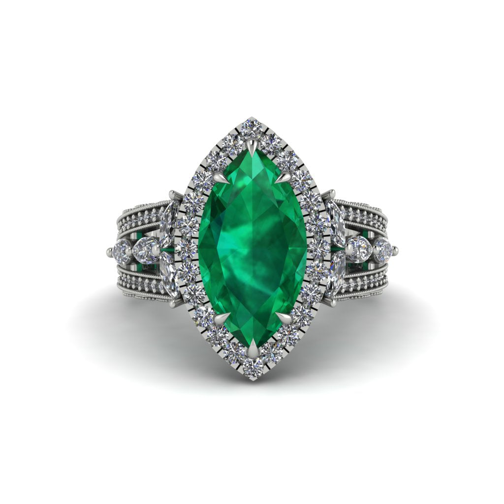 Emerald Majestic Splendor Engagement Ring - Antonella No. 6