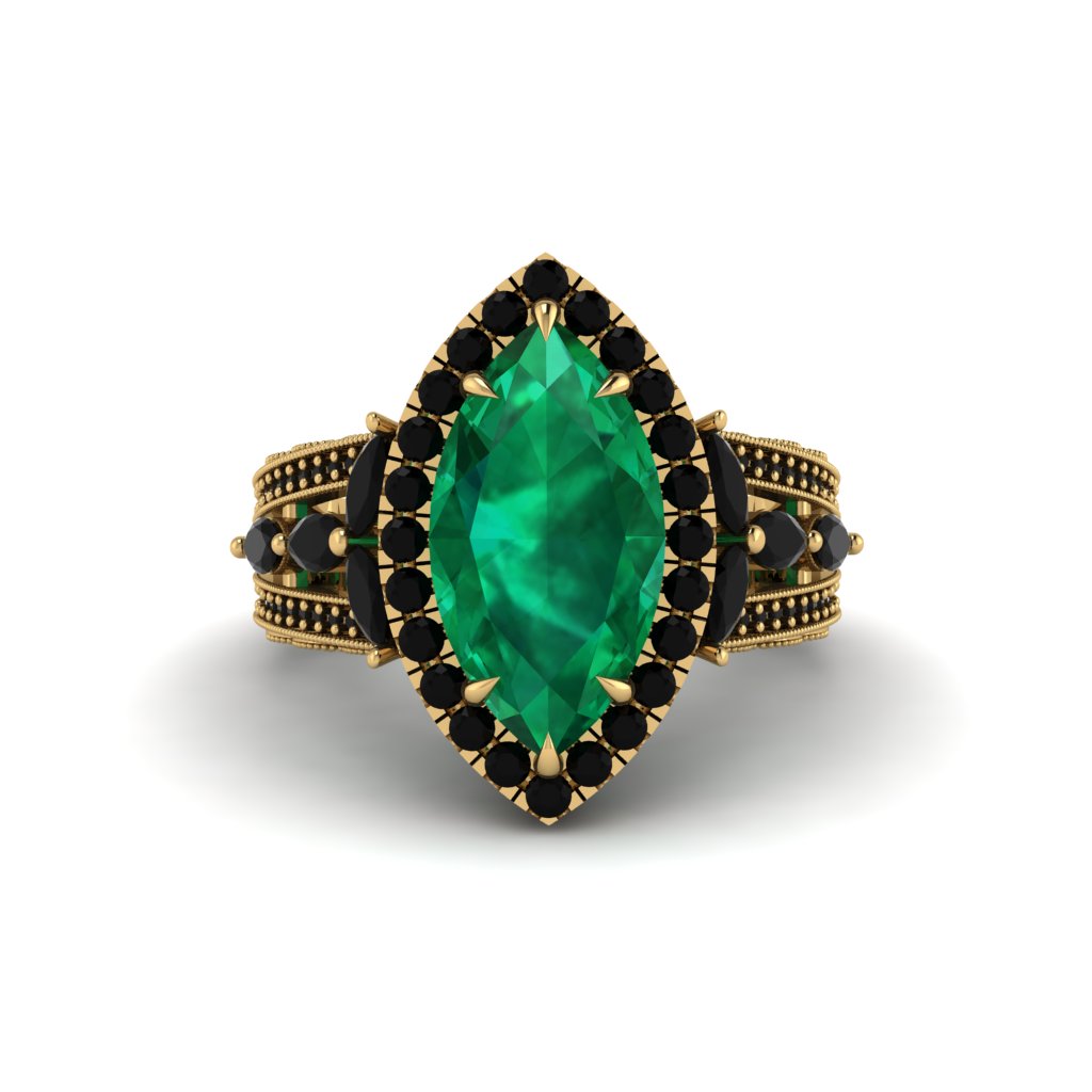 Emerald Majestic Splendor Engagement Ring - Antonella No. 34