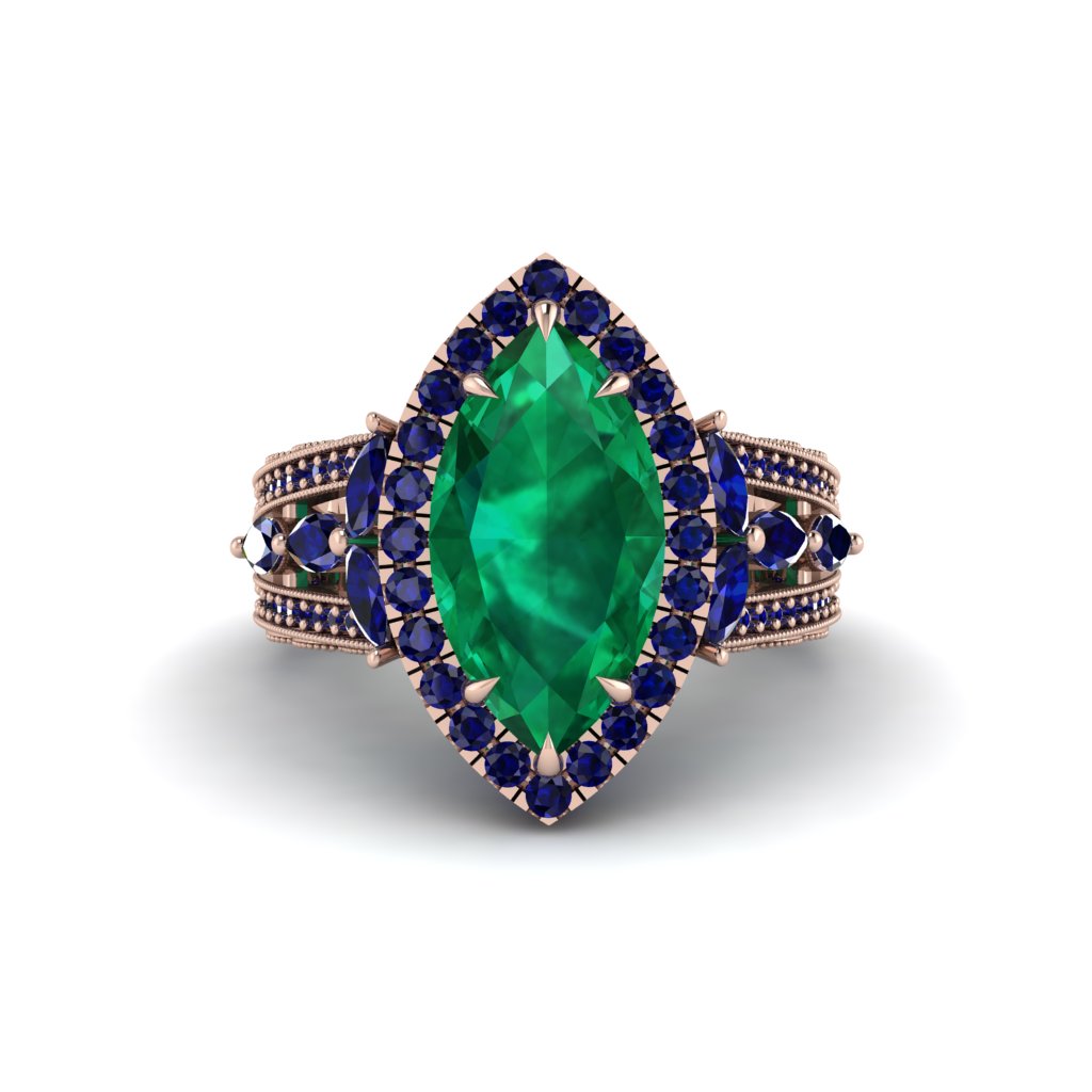 Emerald Majestic Splendor Engagement Ring - Antonella No. 65