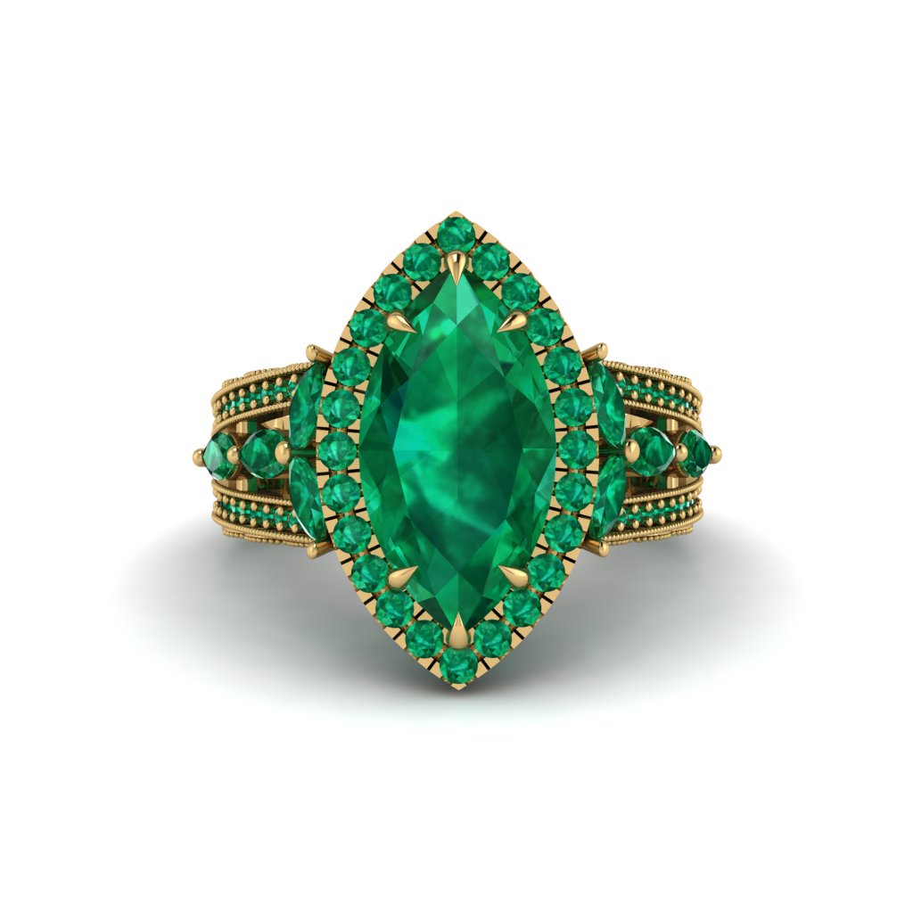 Emerald Majestic Splendor Engagement Ring - Antonella No. 19