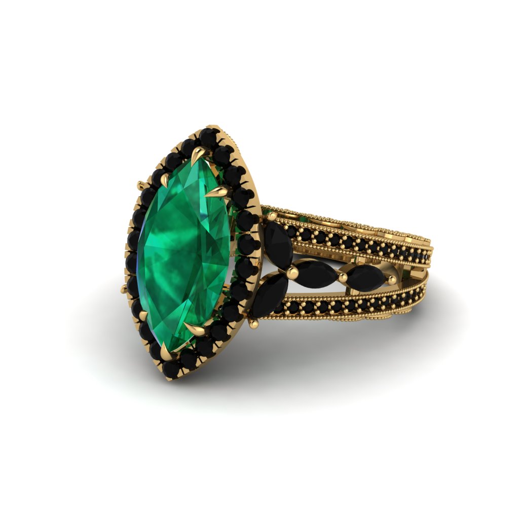 Emerald Majestic Splendor Engagement Ring - Antonella No. 34