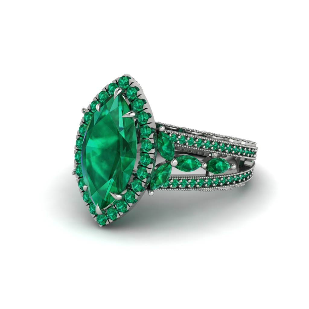 Emerald Majestic Splendor Engagement Ring - Antonella No. 21