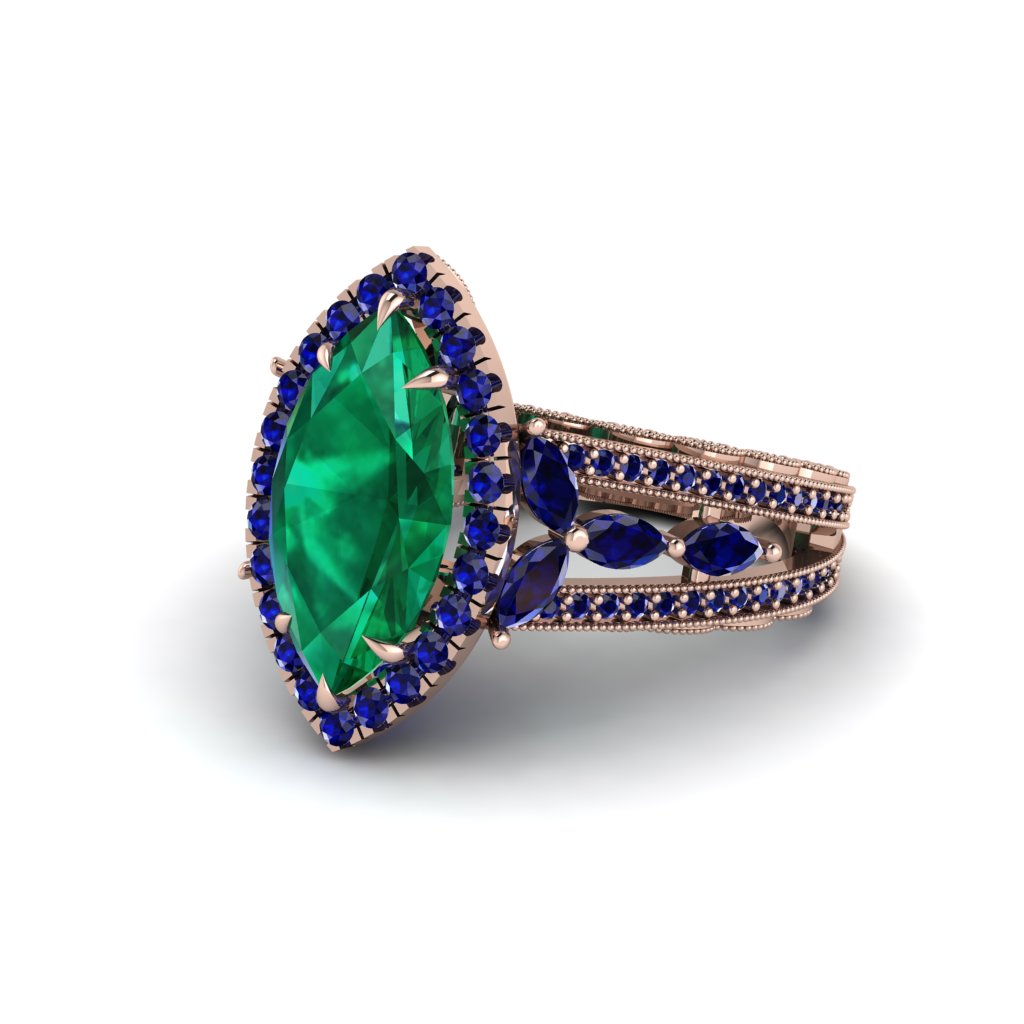 Emerald Majestic Splendor Engagement Ring - Antonella No. 65