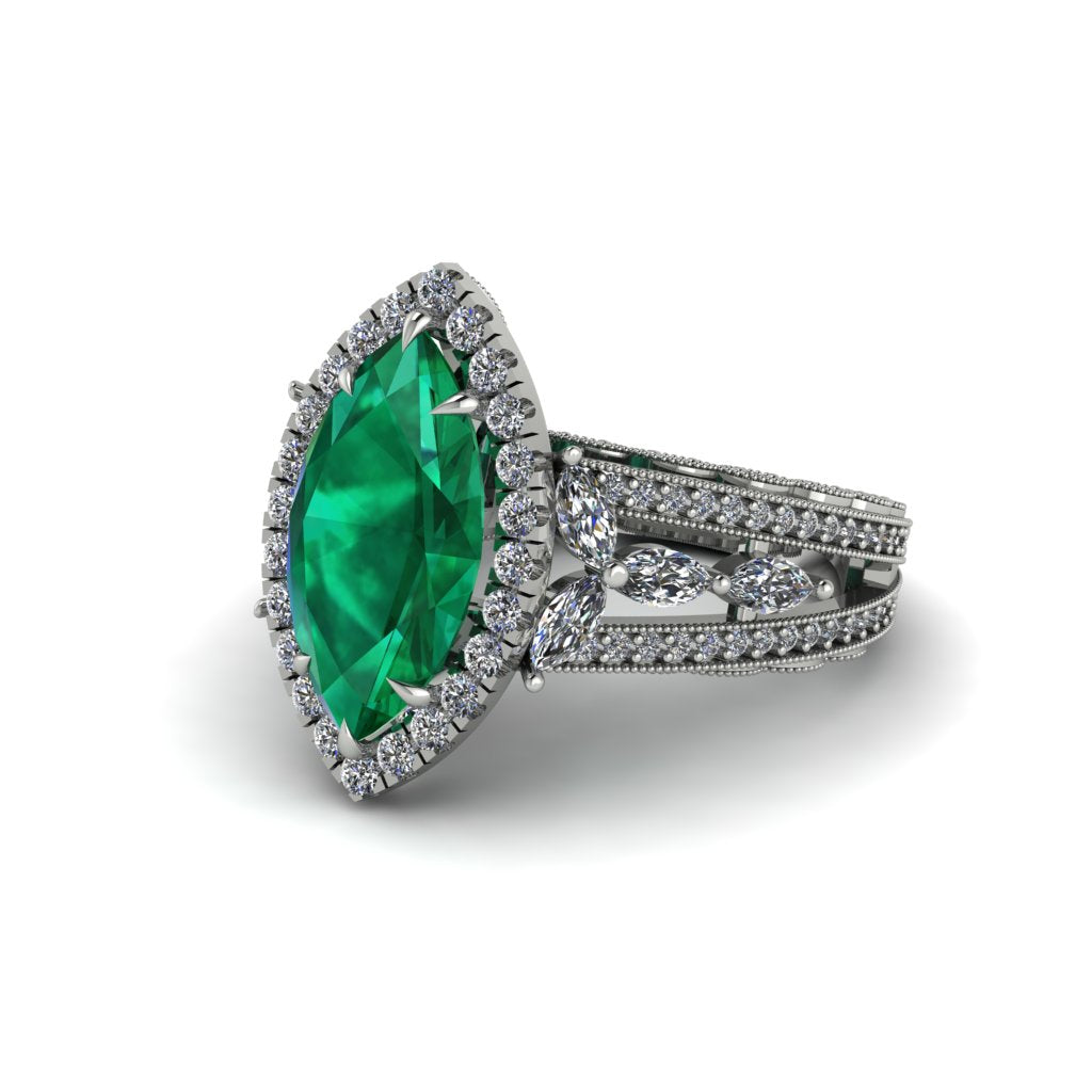Emerald Majestic Splendor Engagement Ring - Antonella No. 6