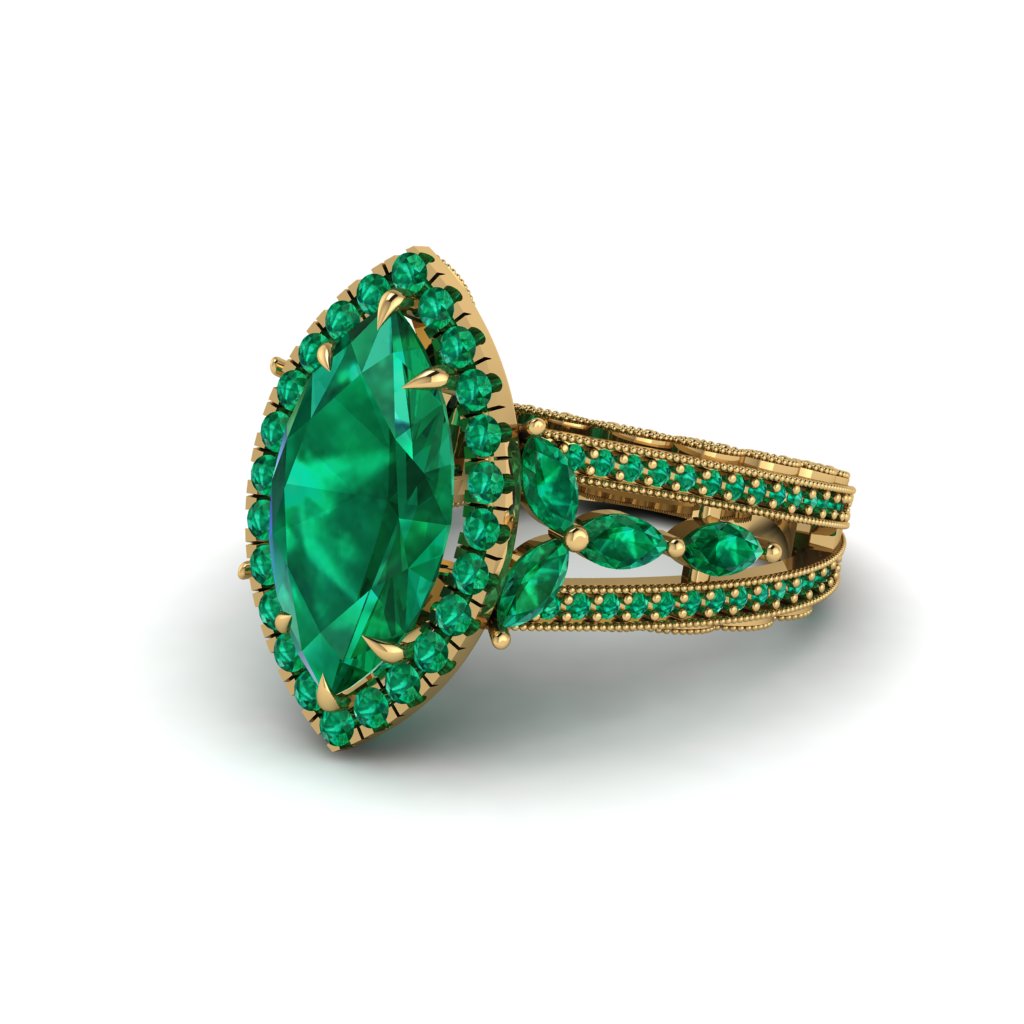 Emerald Majestic Splendor Engagement Ring - Antonella No. 19