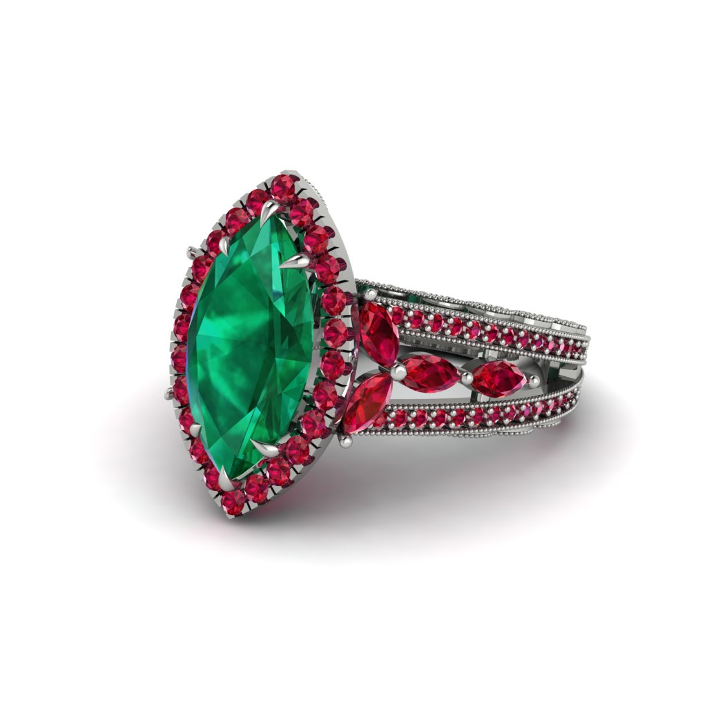 Emerald Majestic Splendor Engagement Ring - Antonella No. 51