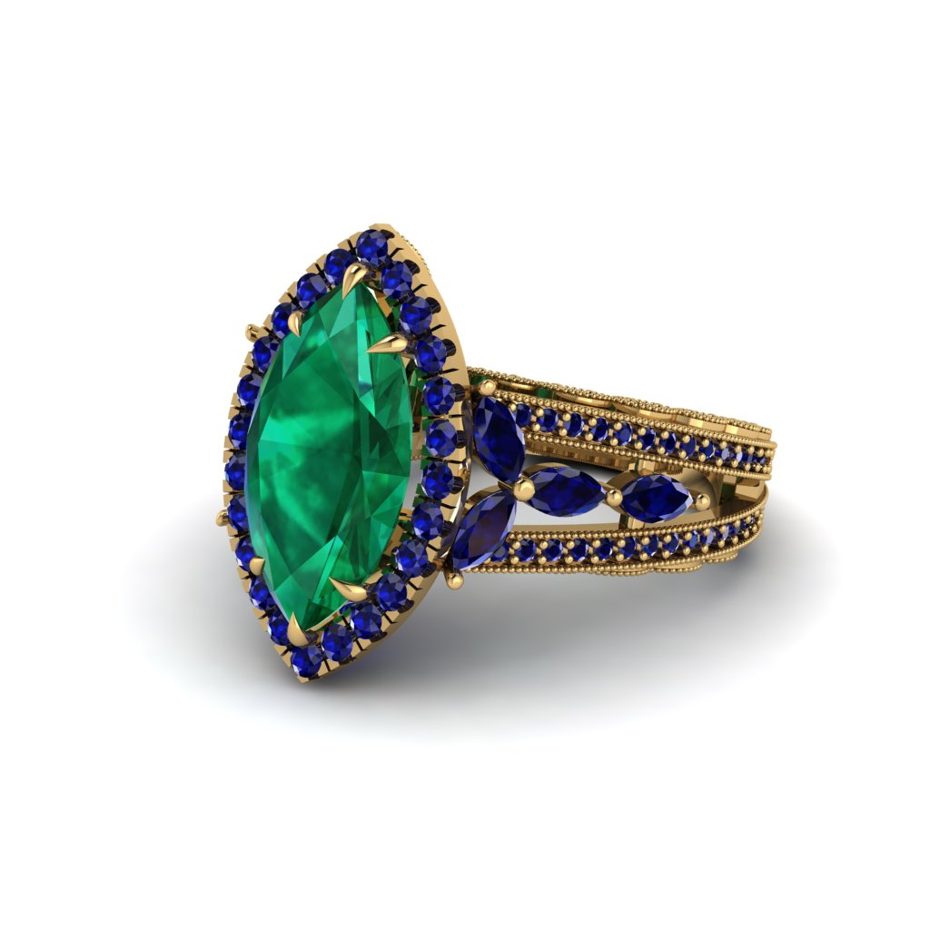 Emerald Majestic Splendor Engagement Ring - Antonella No. 64