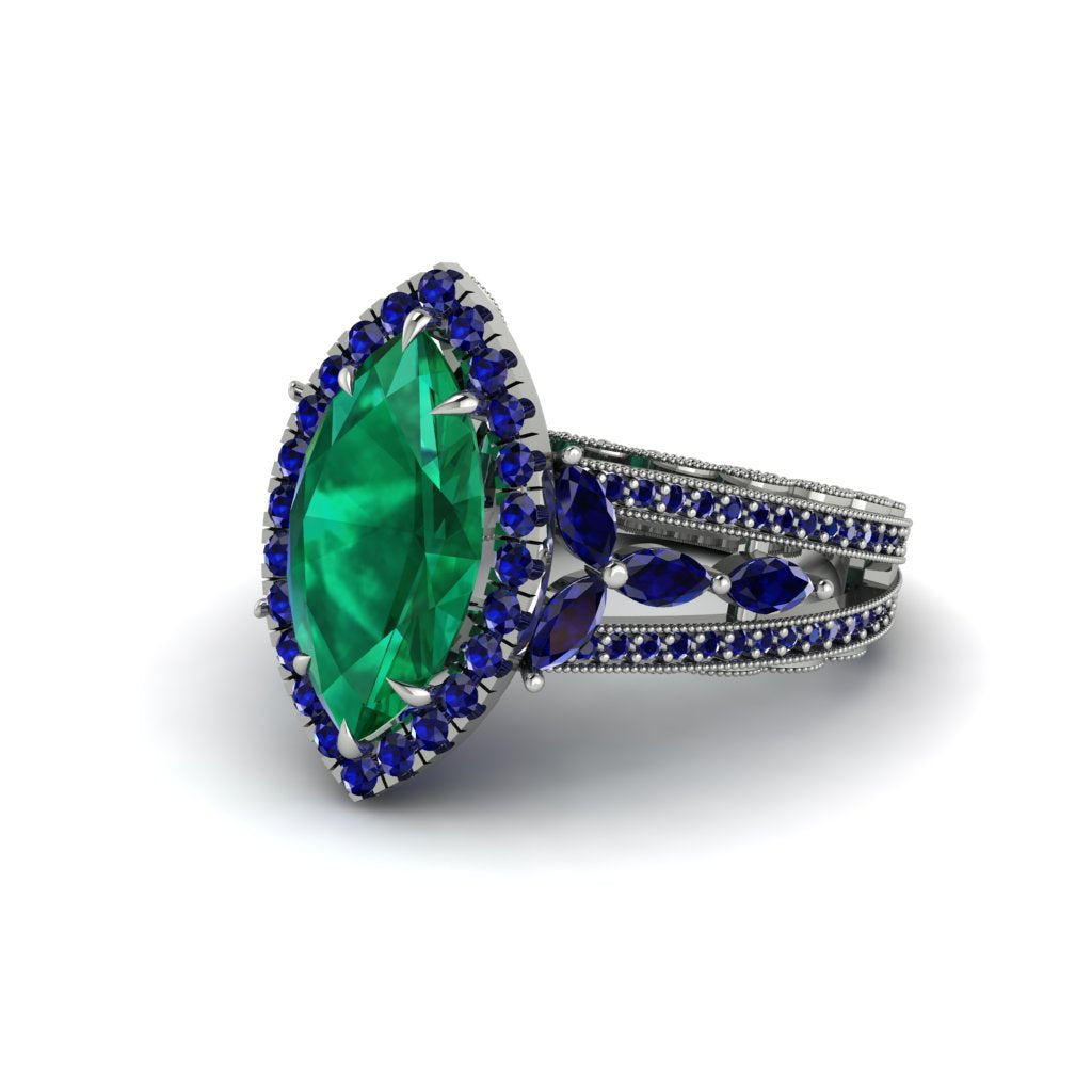 Emerald Majestic Splendor Engagement Ring - Antonella No. 66