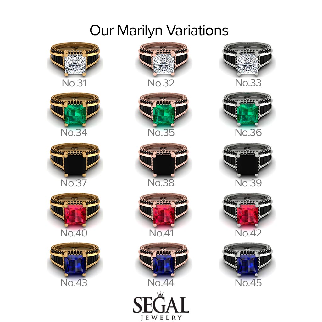Princess Geometric Emerald Engagement Ring - Marilyn No. 4