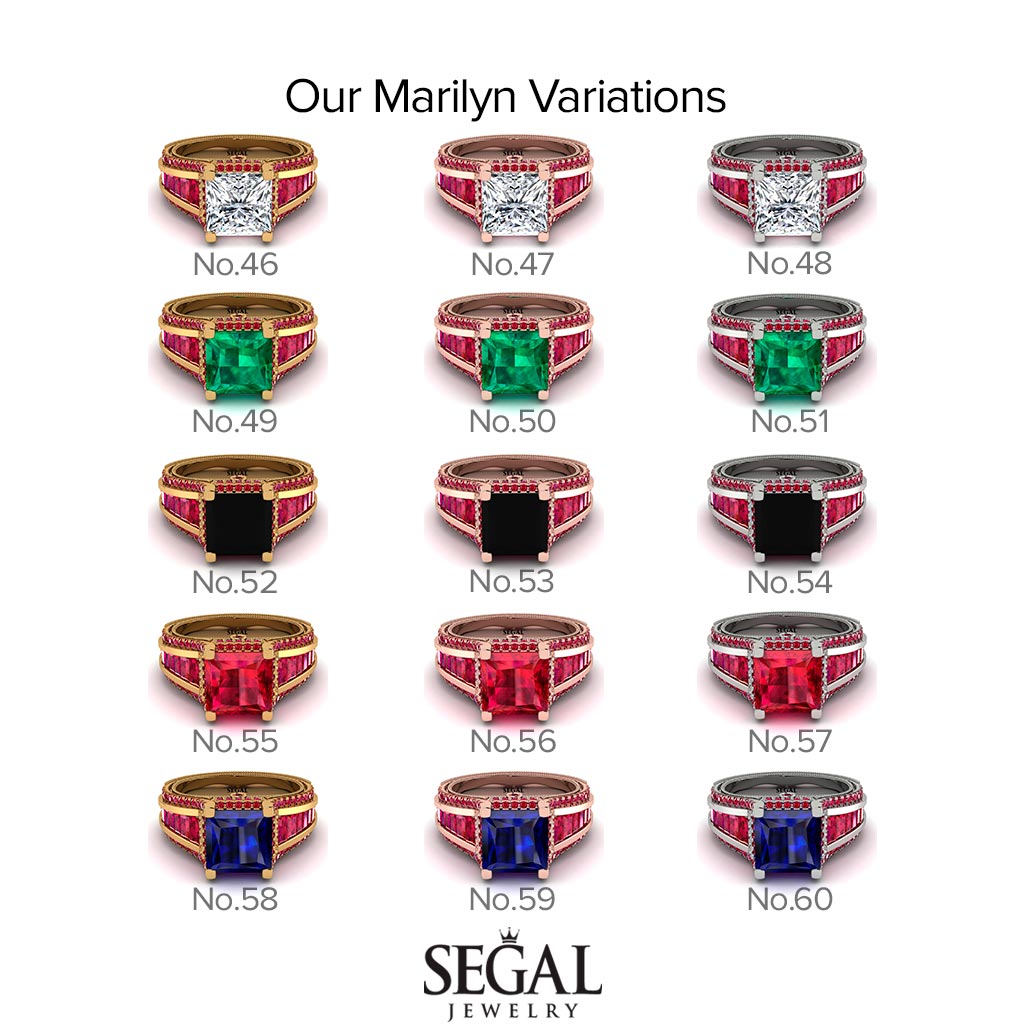 Princess Geometric Sapphire Engagement Ring - Marilyn No. 59