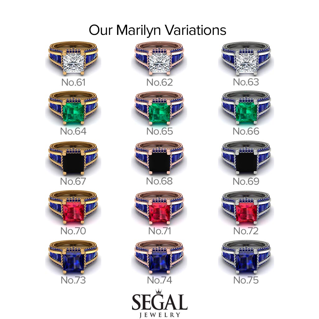 Princess Geometric Sapphire Engagement Ring - Marilyn No. 59