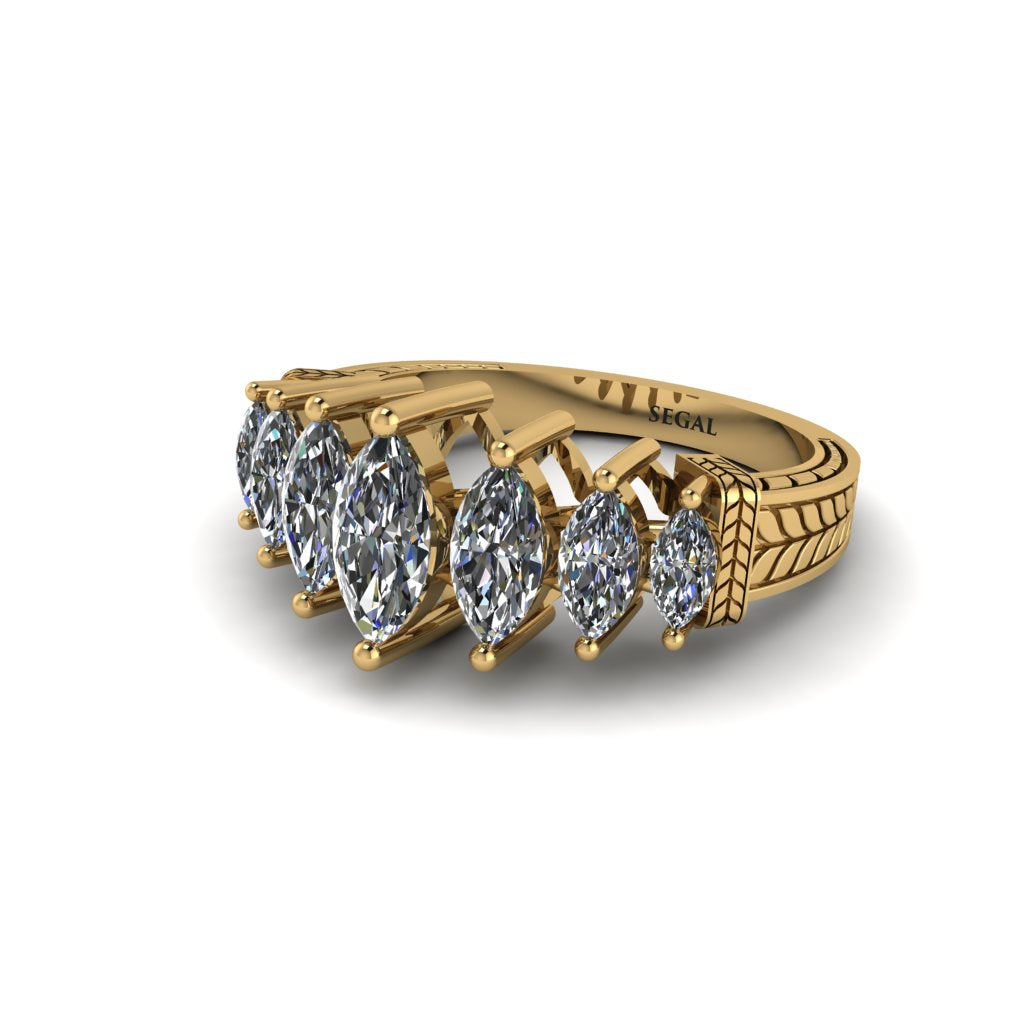 Marquise-Cut Diamond Cascade Engagement Ring - Regina No. 1