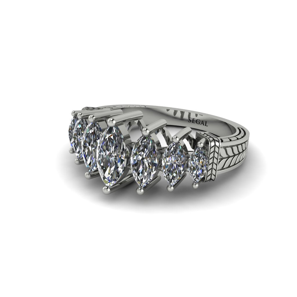 Marquise-Cut Diamond Cascade Engagement Ring - Regina No. 3
