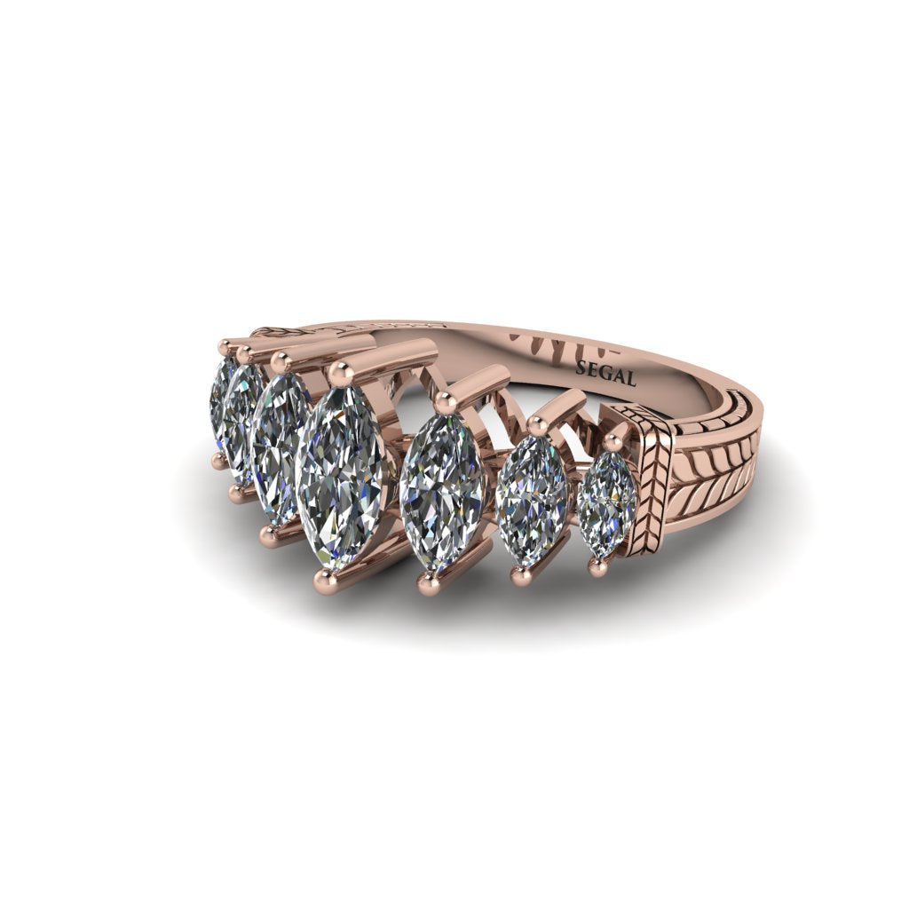 Marquise-Cut Diamond Cascade Engagement Ring - Regina No. 2