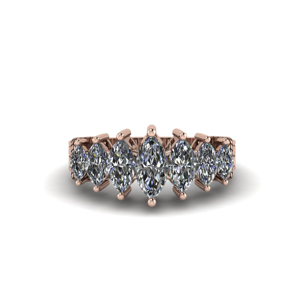 Marquise-Cut Diamond Cascade Engagement Ring - Regina No. 2