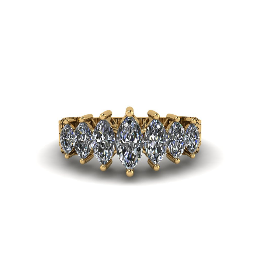 Marquise-Cut Diamond Cascade Engagement Ring - Regina No. 1