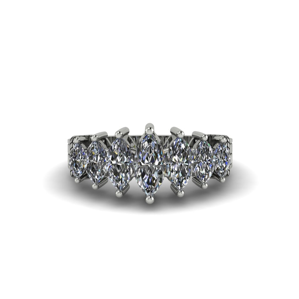 Marquise-Cut Diamond Cascade Engagement Ring - Regina No. 3