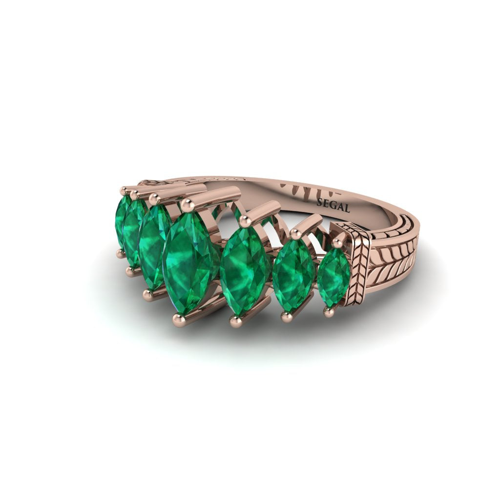 Marquise-Cut Emerald Cascade Engagement Ring - Regina No. 5