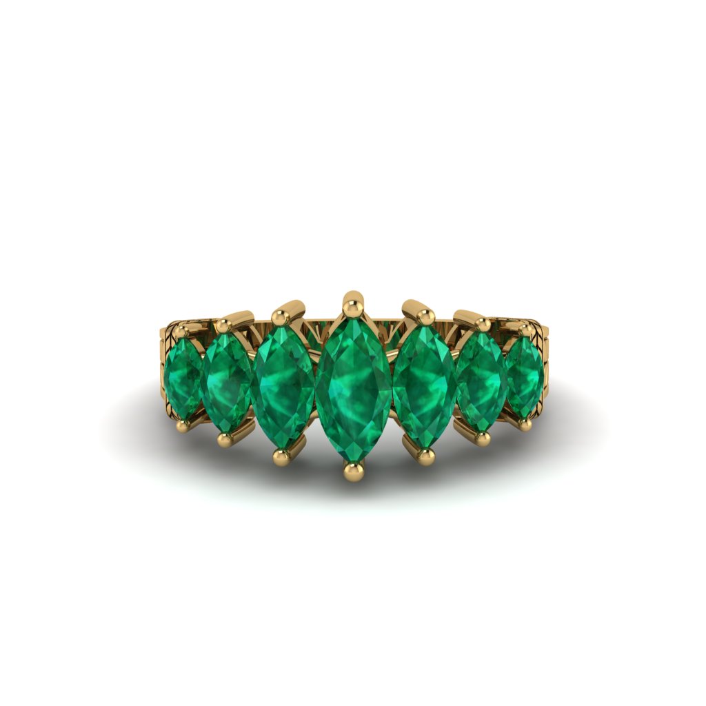 Marquise-Cut Emerald Cascade Engagement Ring - Regina No. 4