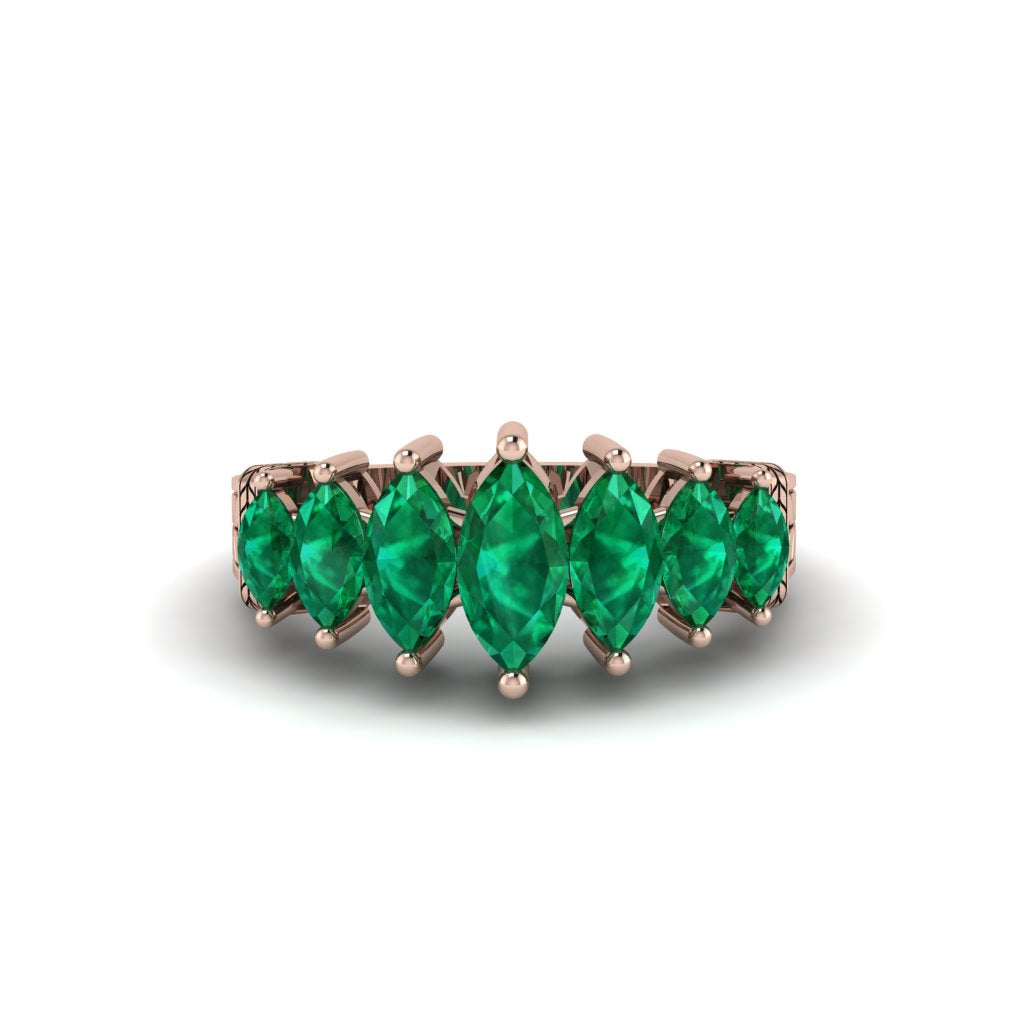 Marquise-Cut Emerald Cascade Engagement Ring - Regina No. 5