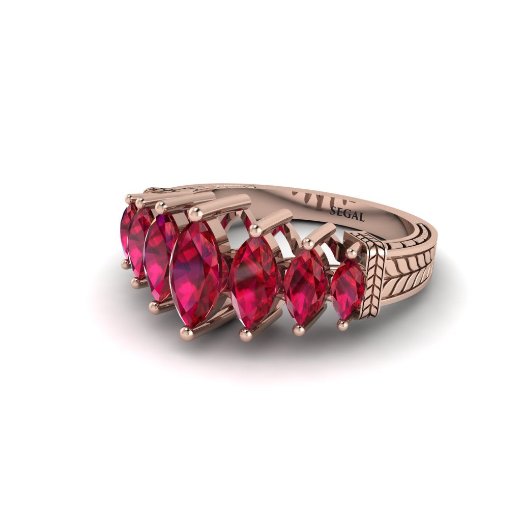 Marquise-Cut Ruby Cascade Engagement Ring - Regina No. 11