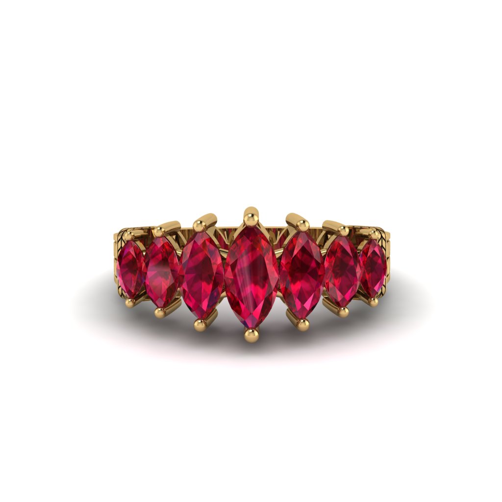 Marquise-Cut Ruby Cascade Engagement Ring - Regina No. 10