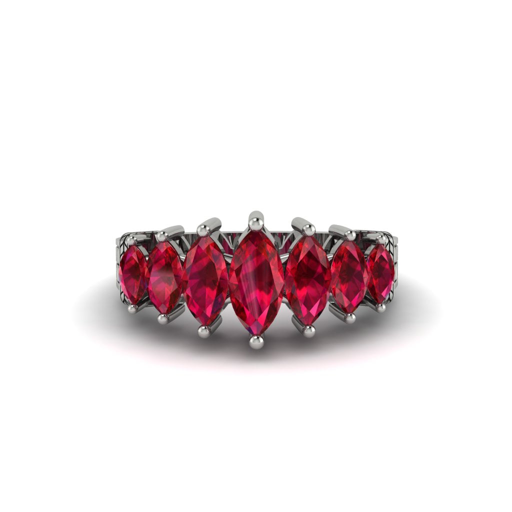 Marquise-Cut Ruby Cascade Engagement Ring - Regina No. 12