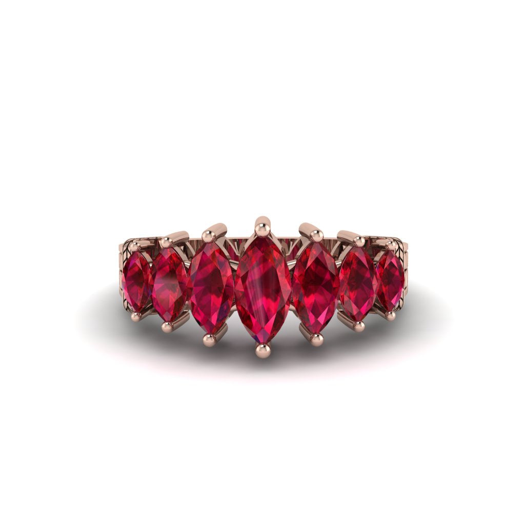 Marquise-Cut Ruby Cascade Engagement Ring - Regina No. 11
