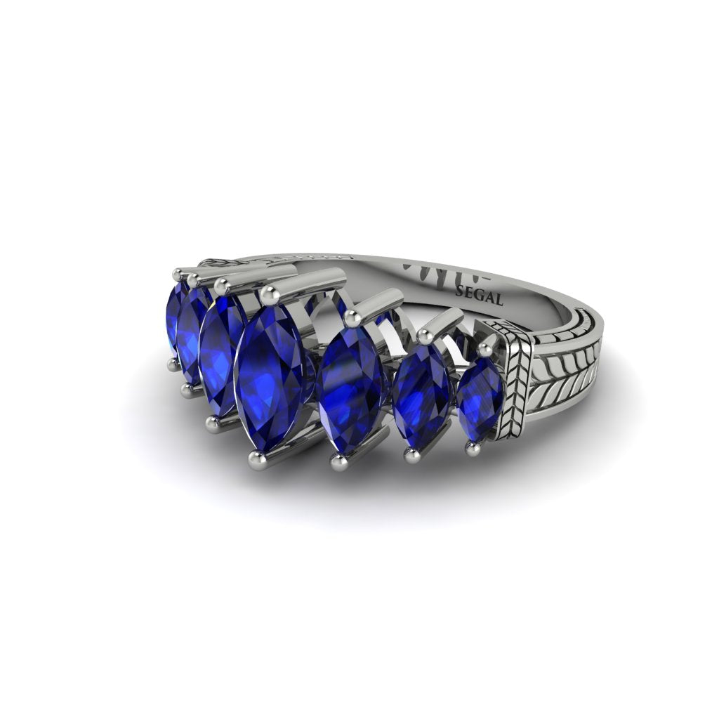 Marquise-Cut Sapphire Cascade Engagement Ring - Regina No. 15