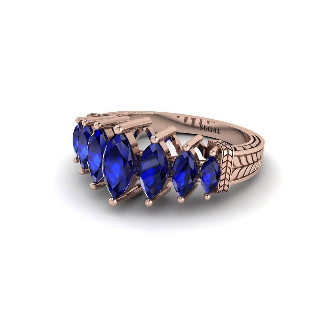 Marquise-Cut Sapphire Cascade Engagement Ring - Regina No. 14