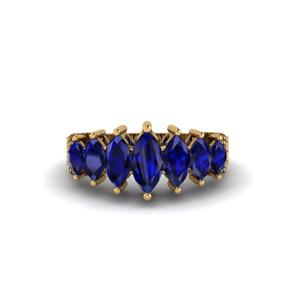 Marquise-Cut Sapphire Cascade Engagement Ring - Regina No. 13