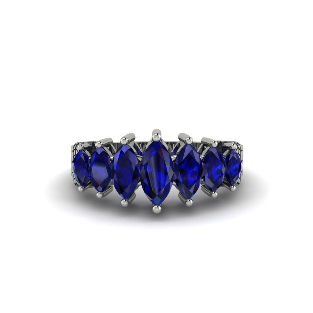 Marquise-Cut Sapphire Cascade Engagement Ring - Regina No. 15