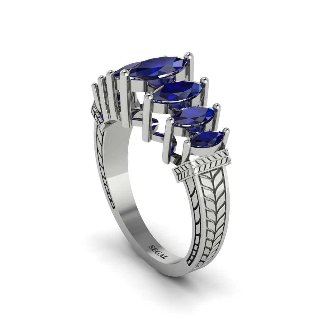 Marquise-Cut Sapphire Cascade Engagement Ring - Regina No. 15