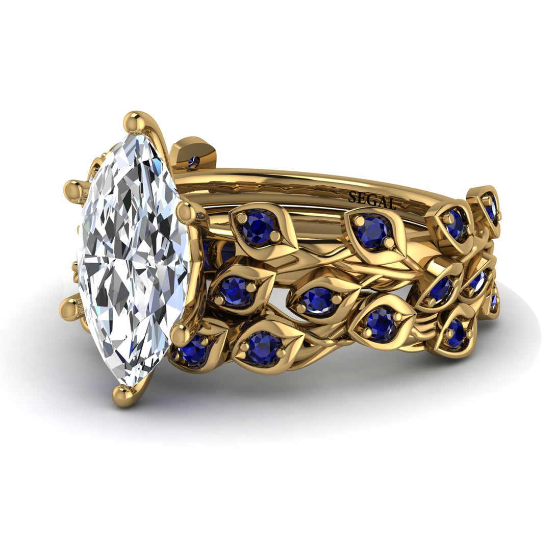 Marquise Diamond Golden Leaf Bridal Set - Julieta No. 61