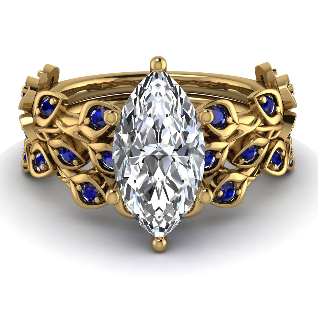 Marquise Diamond Golden Leaf Bridal Set - Julieta No. 61