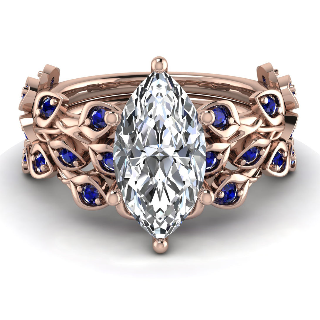 Marquise Diamond Golden Leaf Bridal Set - Julieta No. 62
