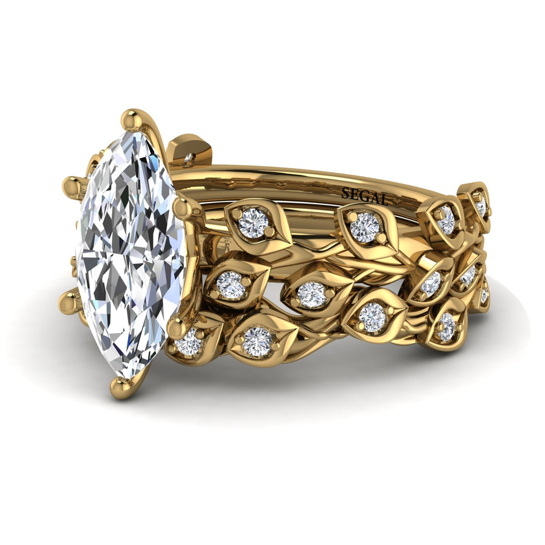 Marquise Diamond Golden Leaf Bridal Set - Julieta No. 1