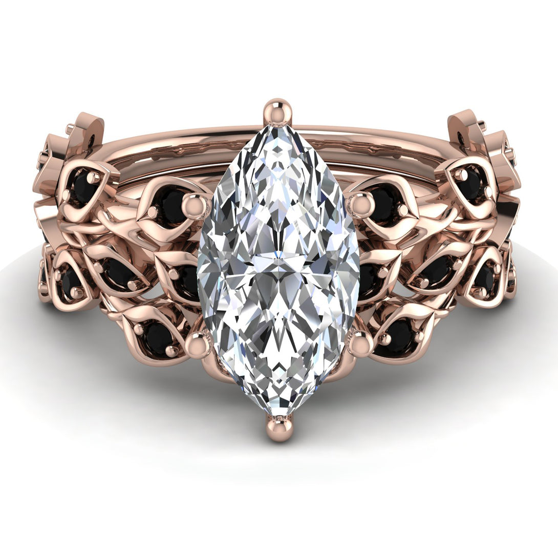 Marquise Diamond Golden Leaf Bridal Set - Julieta No. 32