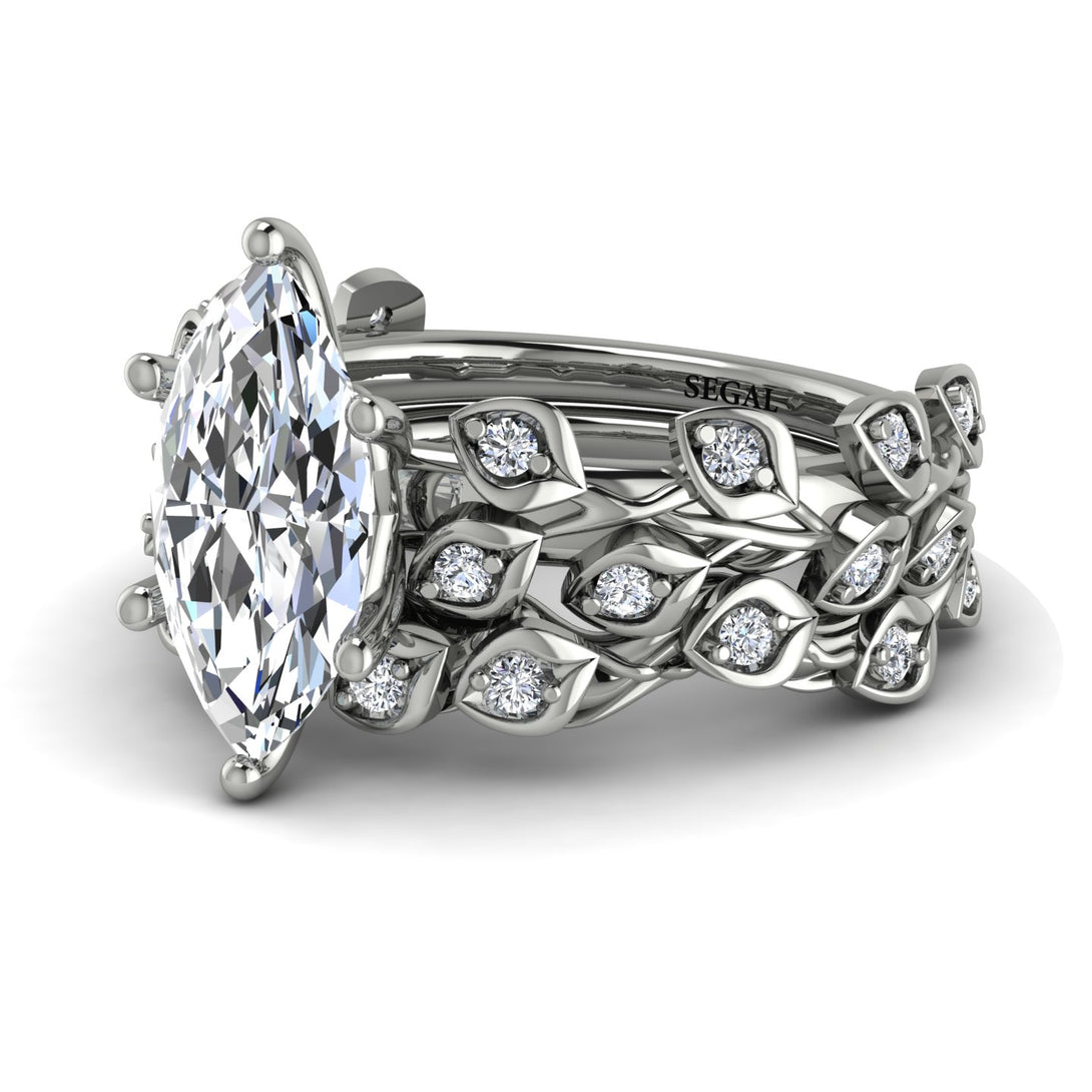 Marquise Diamond Golden Leaf Bridal Set - Julieta No. 3