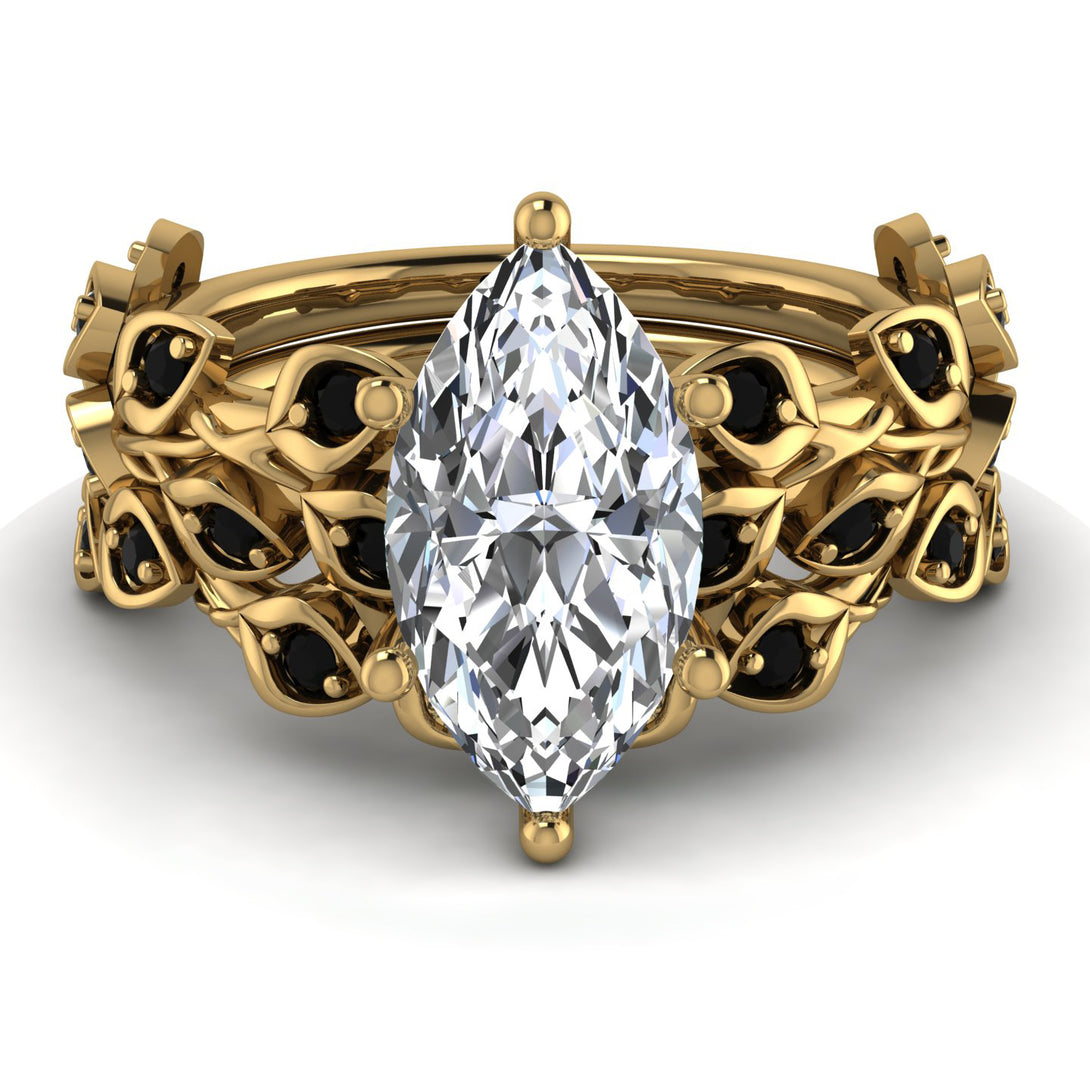 Marquise Diamond Golden Leaf Bridal Set - Julieta No. 31