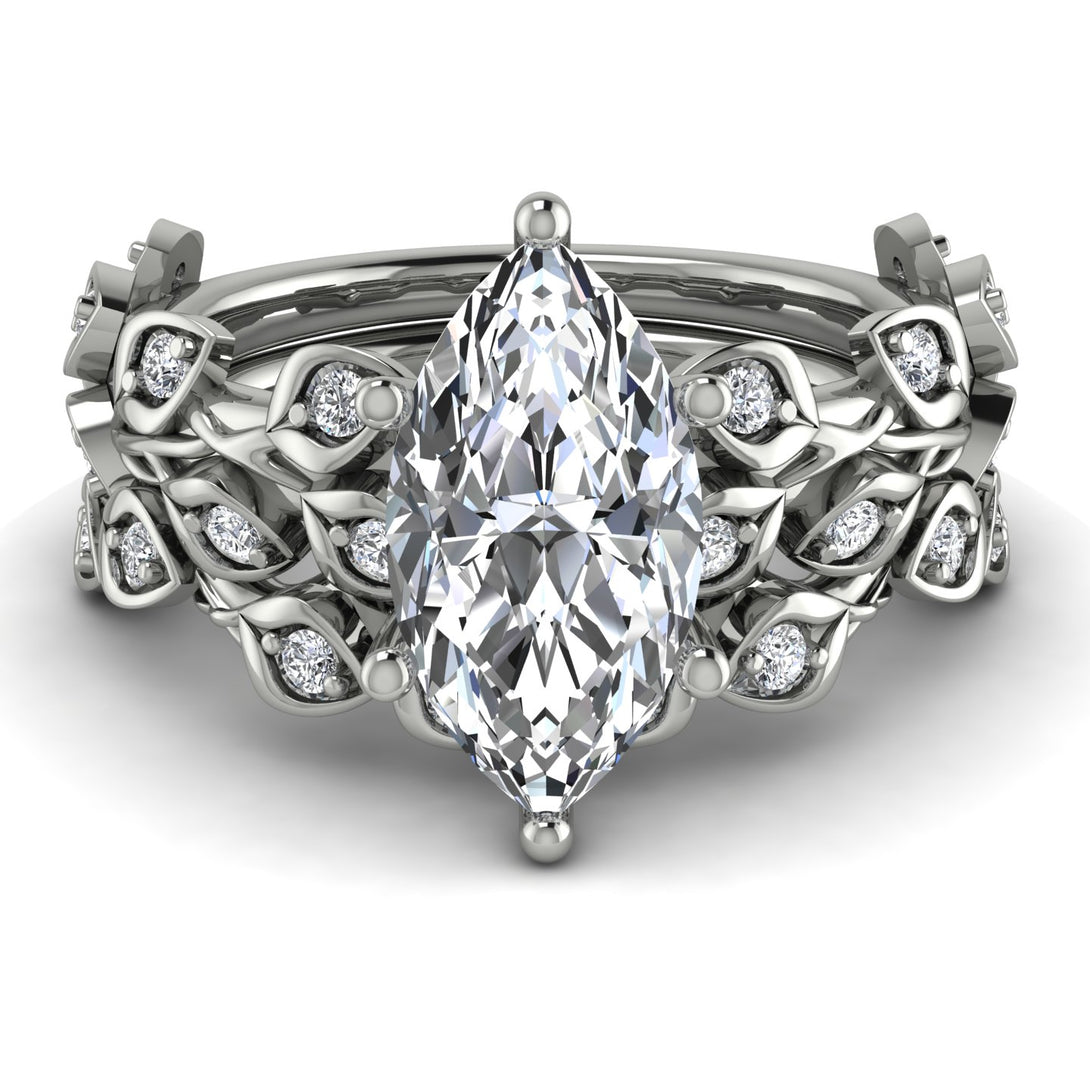 Marquise Diamond Golden Leaf Bridal Set - Julieta No. 3