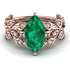 Marquise Emerald Golden Leaf Bridal Set - Julieta No. 5