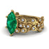 Marquise Emerald Golden Leaf Bridal Set - Julieta No. 4