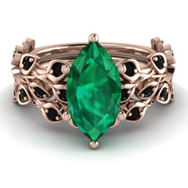 Marquise Emerald Golden Leaf Bridal Set - Julieta No. 35 image 1