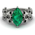 Marquise Emerald Golden Leaf Bridal Set - Julieta No. 36