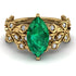 Marquise Emerald Golden Leaf Bridal Set - Julieta No. 4