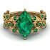 Marquise Emerald Golden Leaf Bridal Set - Julieta No. 19