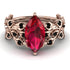 Marquise Ruby Golden Leaf Bridal Set - Julieta No. 41