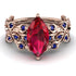 Marquise Ruby Golden Leaf Bridal Set - Julieta No. 71