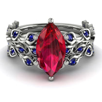 Marquise Ruby Golden Leaf Bridal Set - Julieta No. 72 image 1